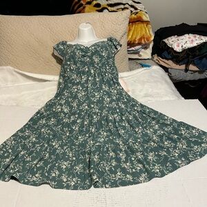 Inspired Hearts Green Floral Kids Dress